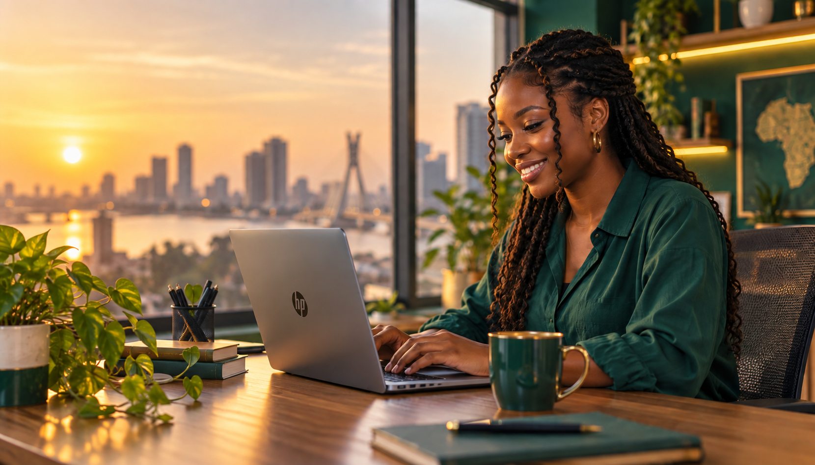 African software engineer working on a laptop